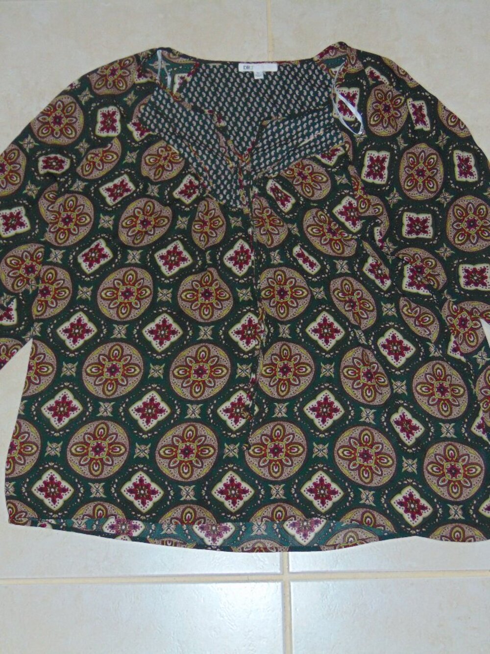 DR2 Daniel Rainn Womens Size XL Floral Casual Shirt Polyester Long Sleeve